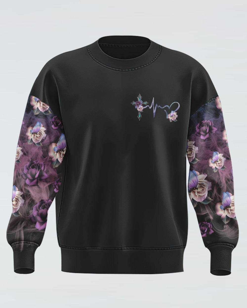 Faith Cross Floral Butterfly Women's Christian Sweatshirt