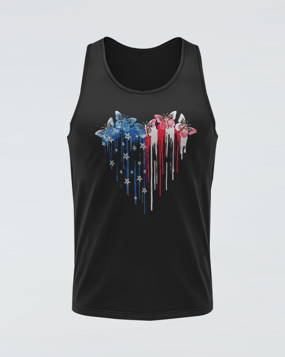 Butterfly Cross Melt Heart Flag Women's Christian Tanks