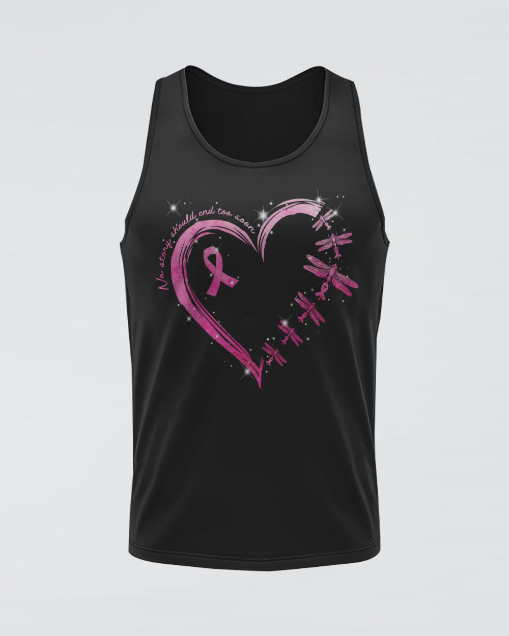 Fight Flag Dragonfly Heart Women's Breast Cancer Awareness Tanks