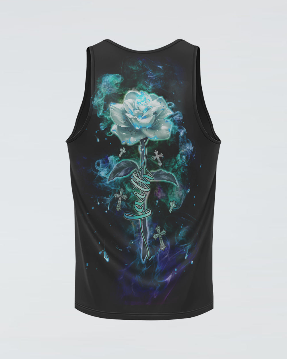 Faith Fire Rose Cross Light Smoke Women's Christian Tanks