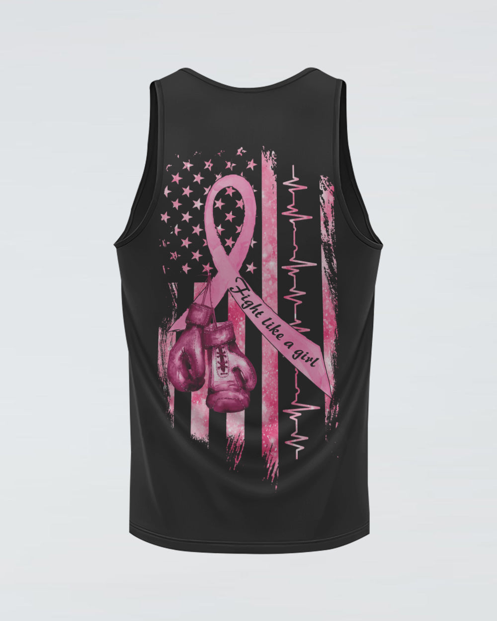 Fight Like A Girl Ribbon Flag Women's Breast Cancer Awareness Tanks