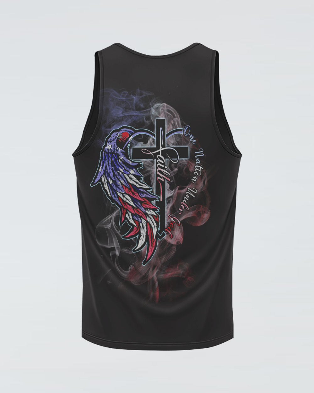 One Nation Under God Half Wings Heart Smoke Women's Christian Tanks