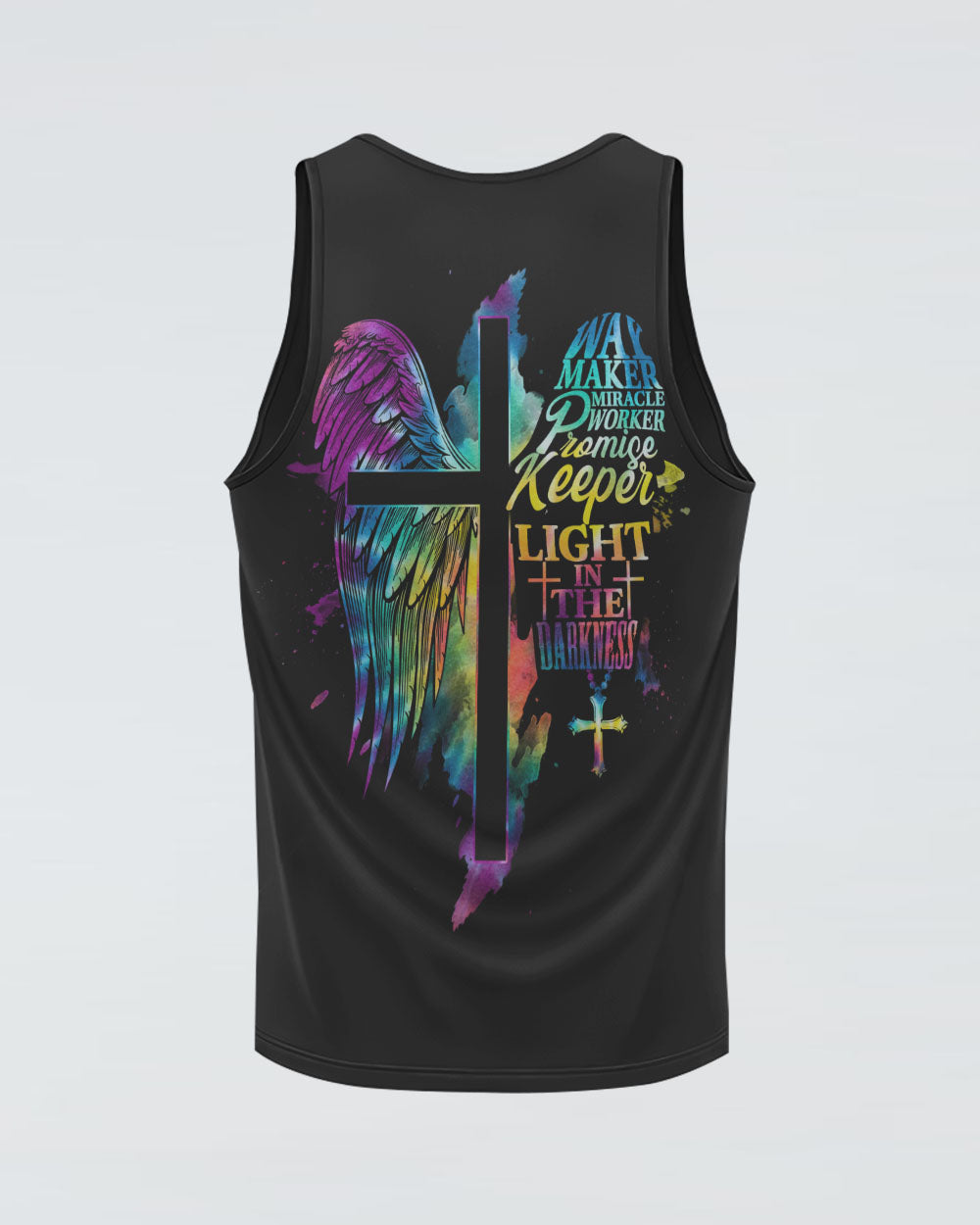 Way Maker Miracle Worker Cross Half Wings Women's Christian Tanks