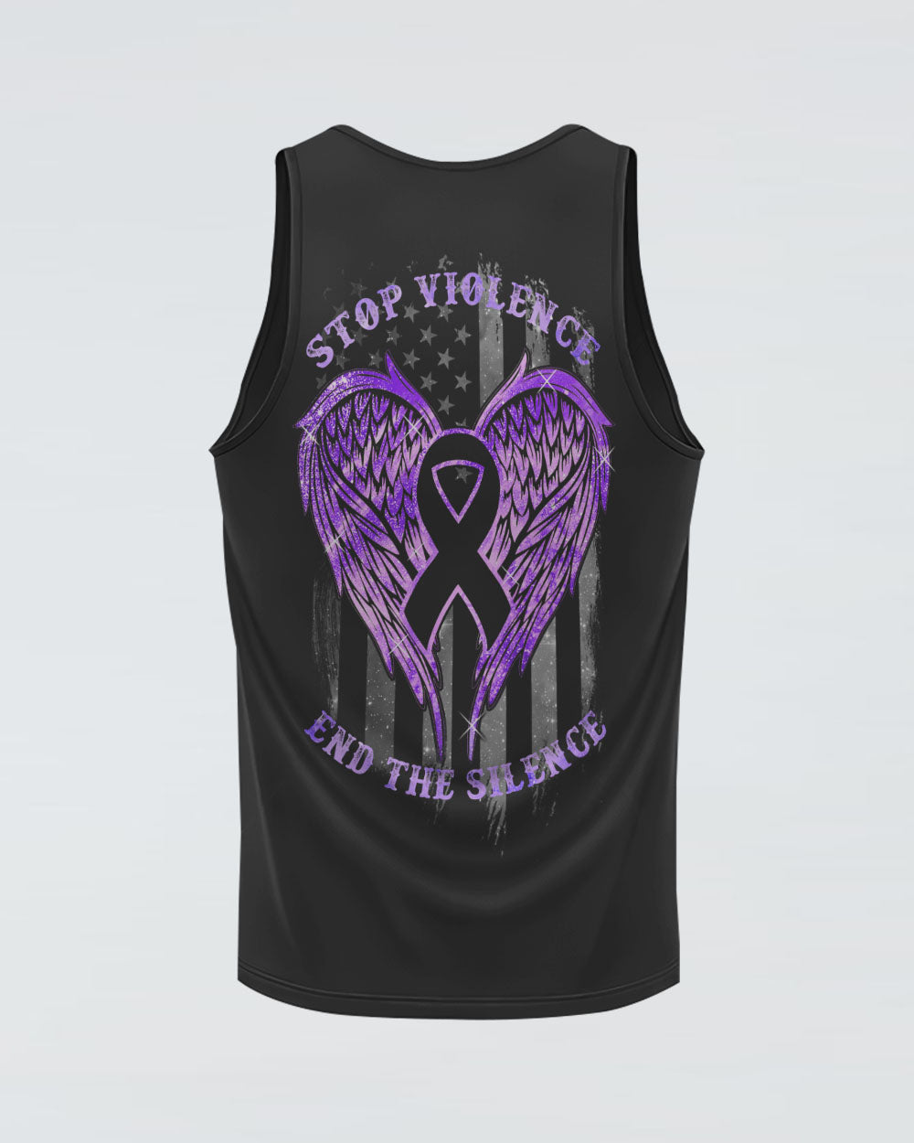 Purple Angel Wings Ribbon Flag Women's Domestic Violence Awareness Tanks