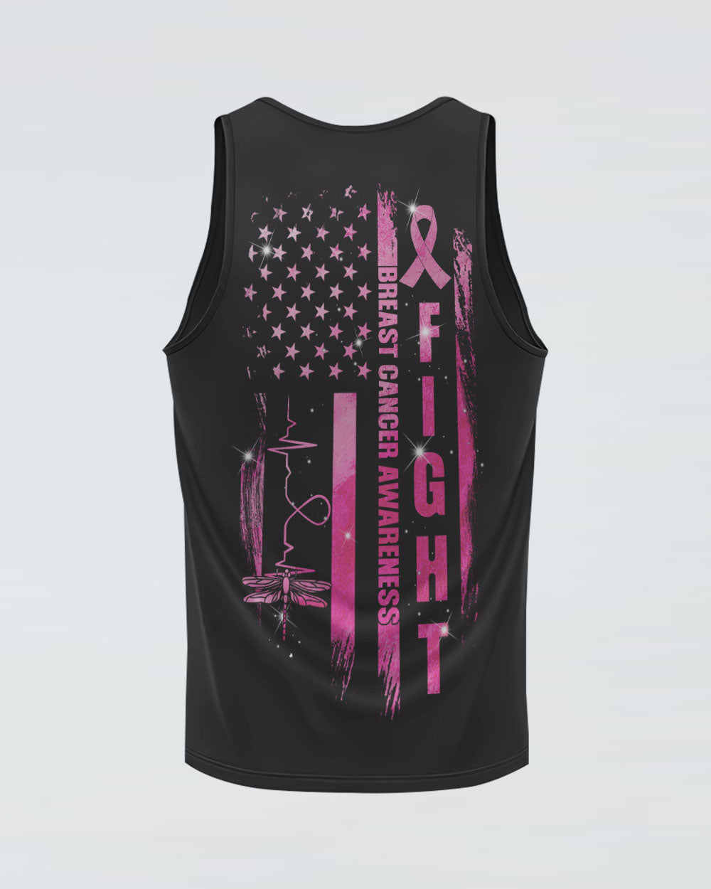 Fight Flag Dragonfly Heart Women's Breast Cancer Awareness Tanks