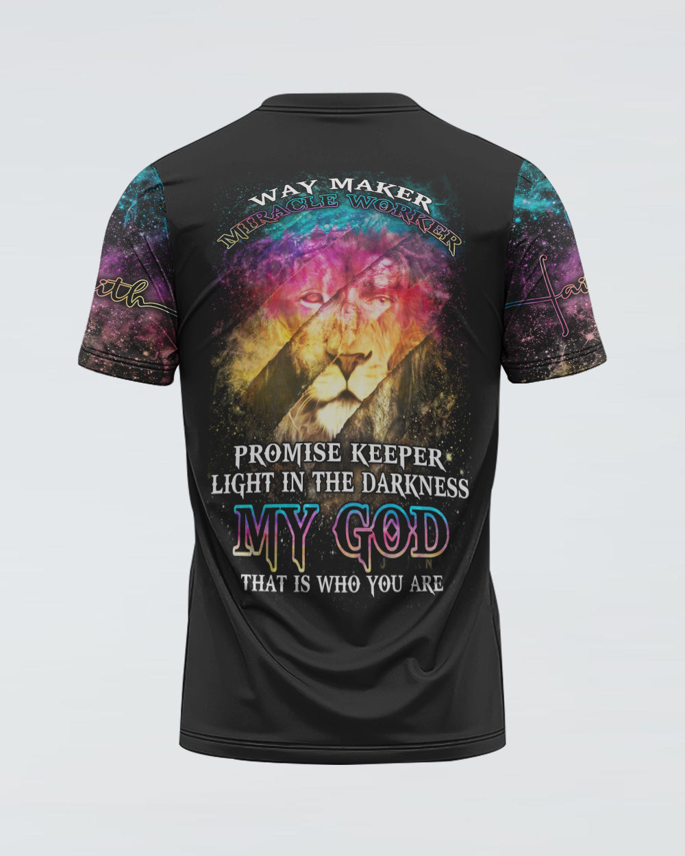 Way Maker Miracle Worker Lion Inside Art Colorful Women's Christian Tshirt