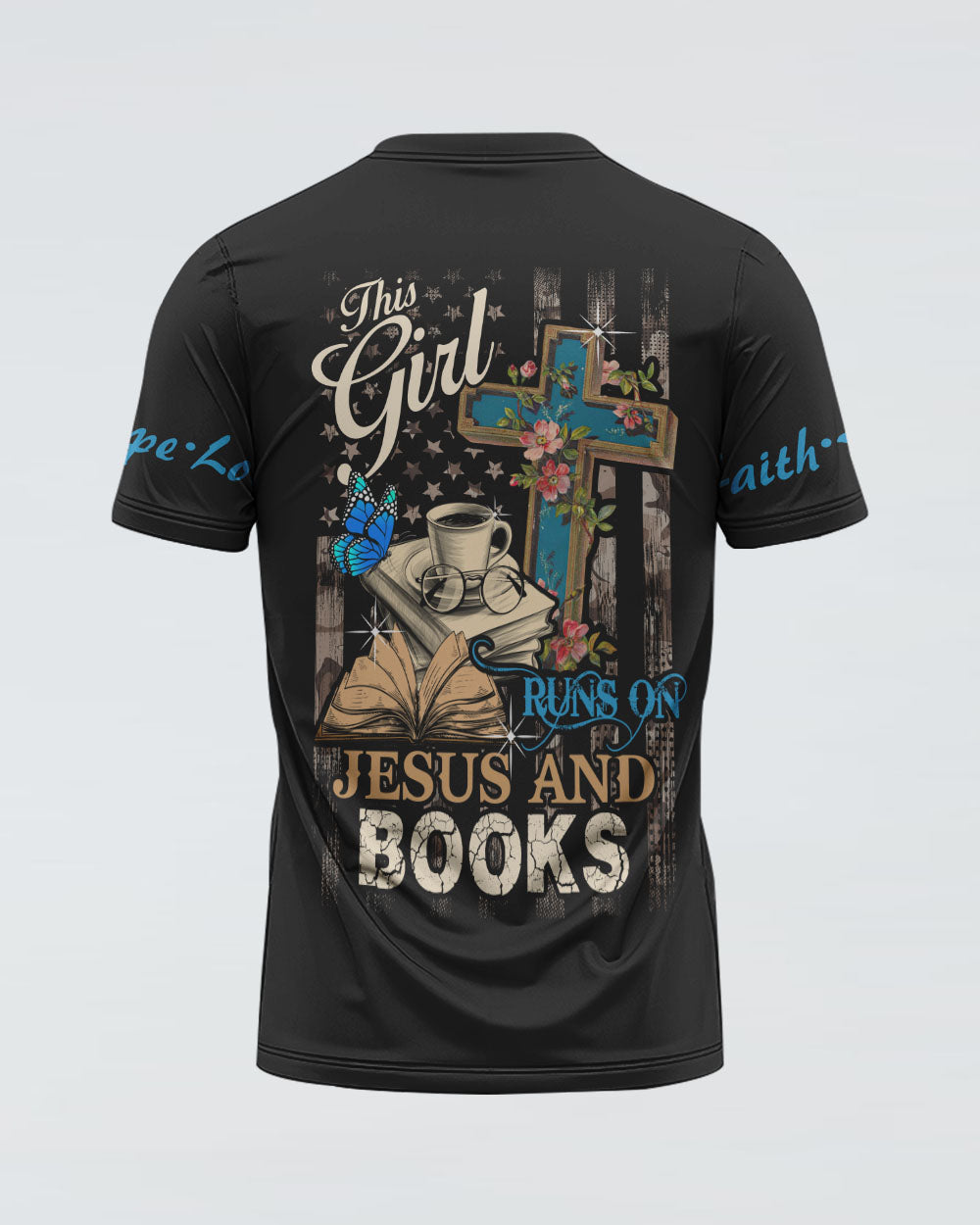 This Girl Runs On Jesus And Books Women's Christian Tshirt