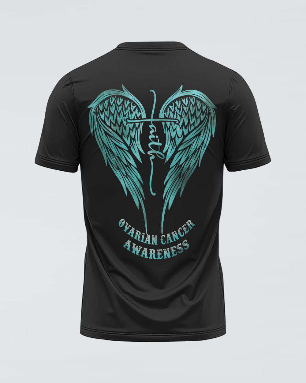 Faith Over Fear Wings Women's Ovarian Cancer Awareness Tshirt